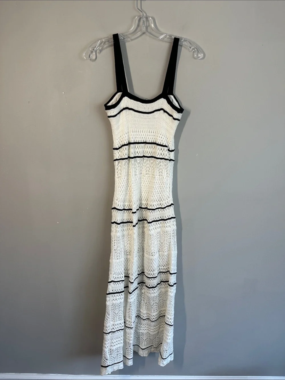 NWT Abercrombie & Fitch Cream Crochet-Style Boho Maxi Dress Size S Summer Vaca